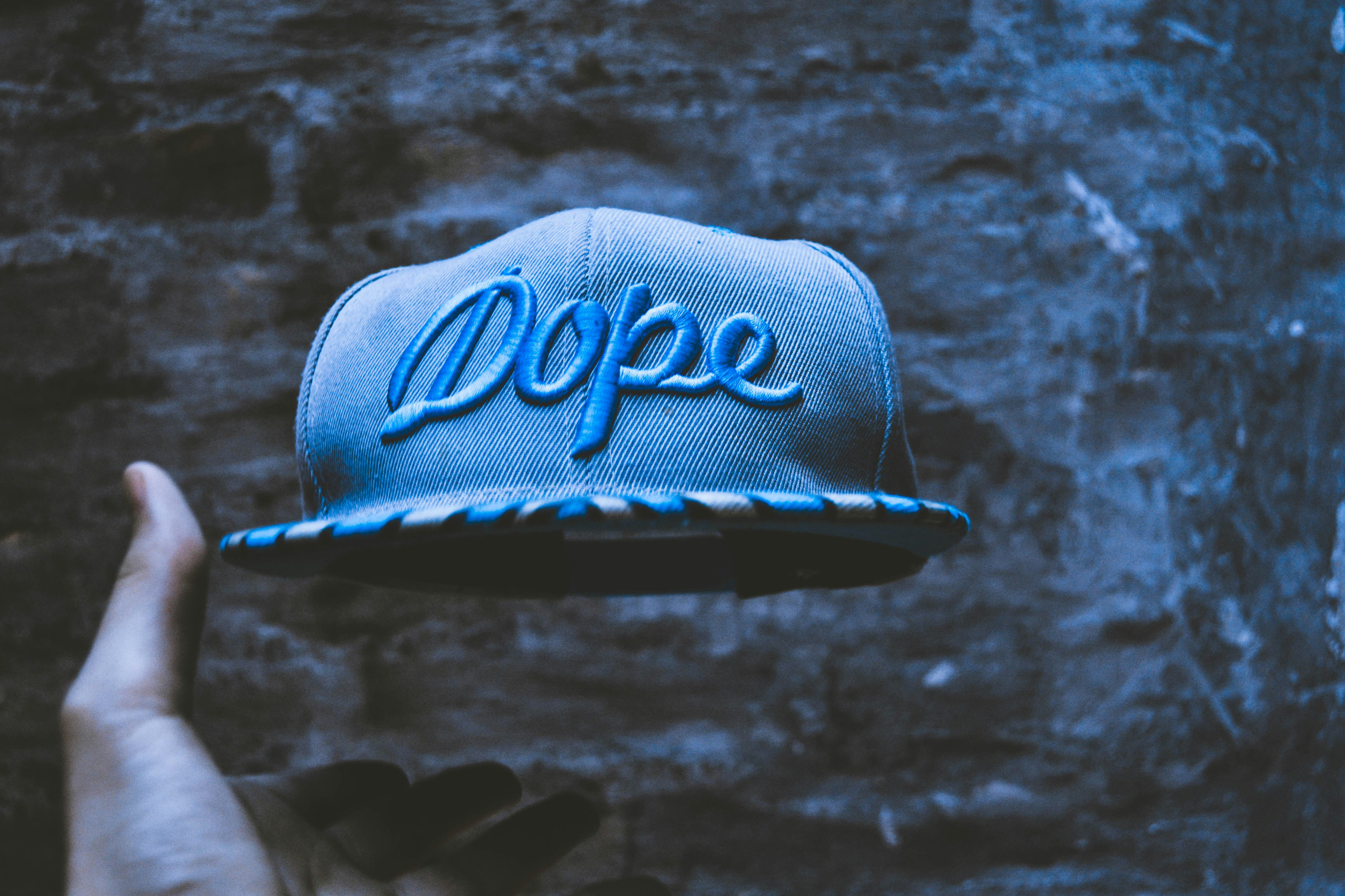 blue faded dope embroidery snapback